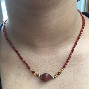 Gold over silver stone necklace